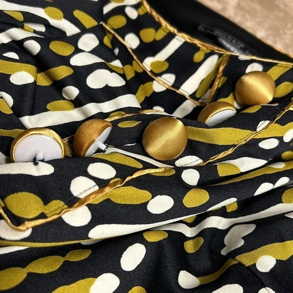 Japan dress,women size 36. Black, lined, long sleeve ,boat neck ,gold details EC - Picture 12 of 17